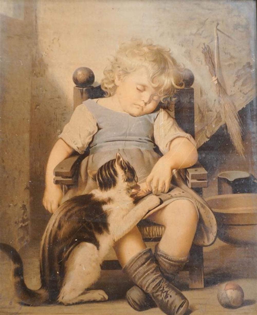 AFTER LOUIS PRANG CHILD WITH KITTEN  322bb4