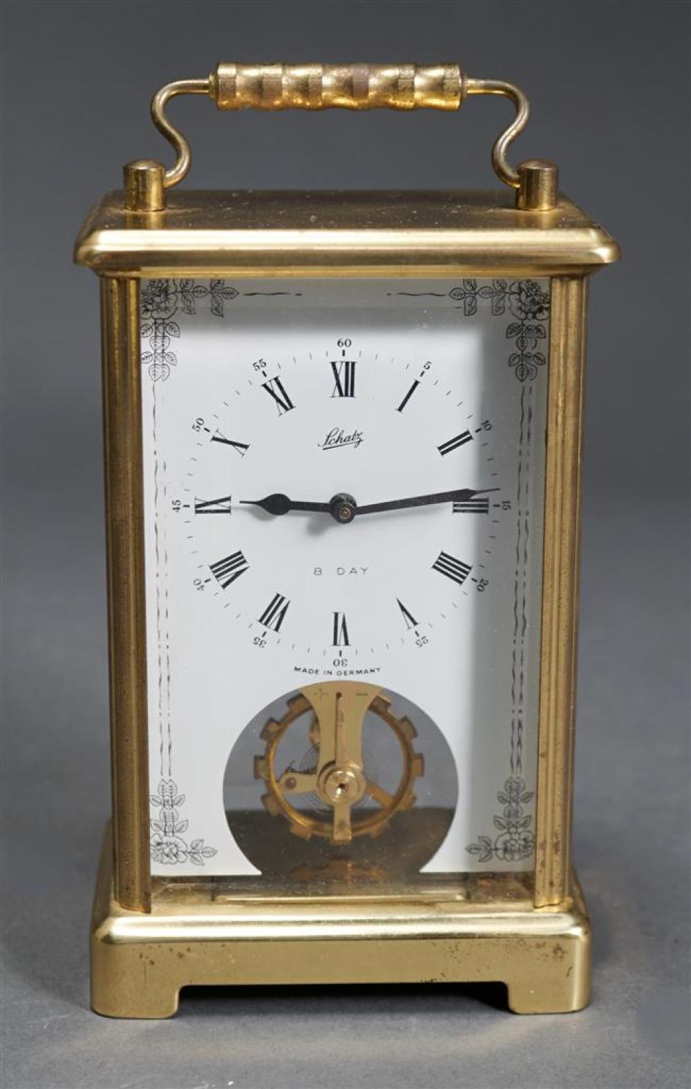 SCHATZ BRASS 8 DAY CARRIAGE CLOCKSchatz 322c20