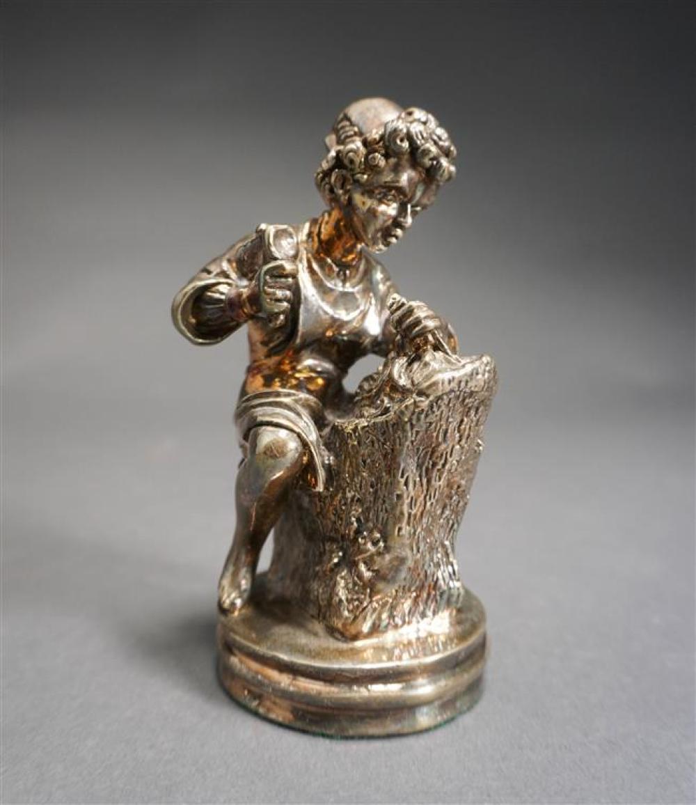 WEIGHTED SILVER FIGURE OF BLACKSMITH,