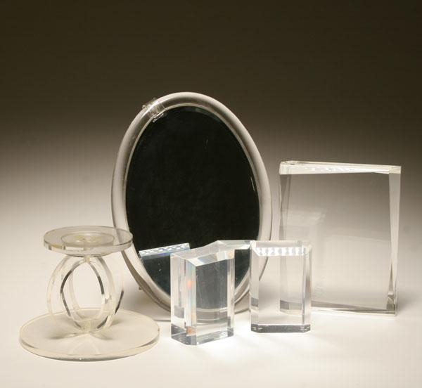 Various lucite items; circular