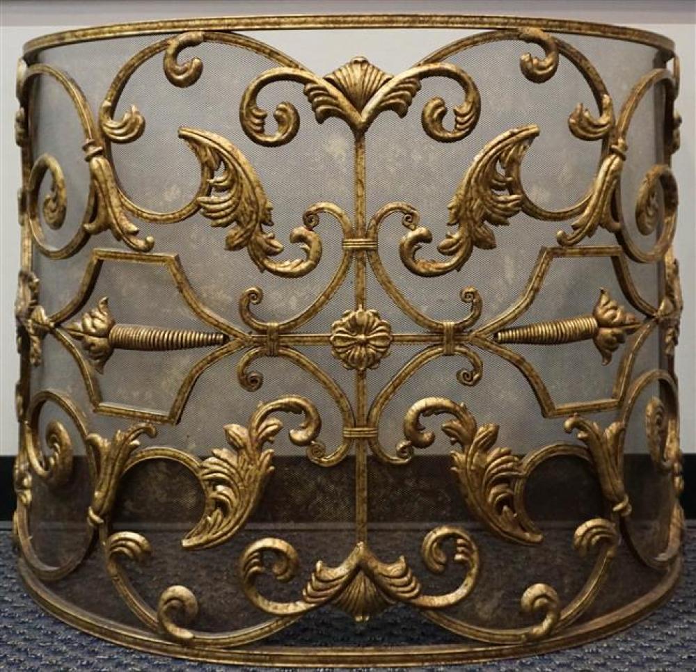 GILT METAL AND MESH DEMILUNE FIRE