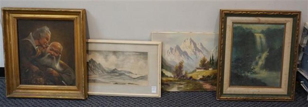 THREE OIL PAINTINGS AND A WATERCOLOR  322c7e