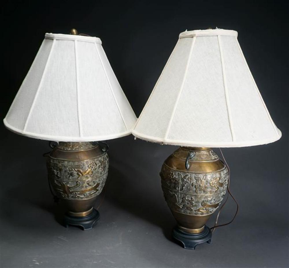 PAIR OF CHINESE BRASS VASES MOUNTED 322c7f