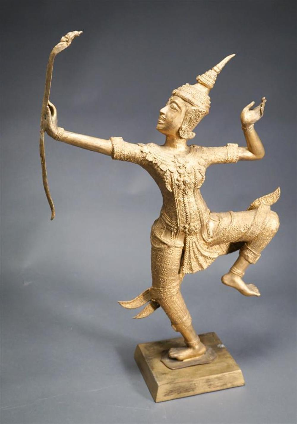 THAI GILT METAL FIGURE OF A DEITY,