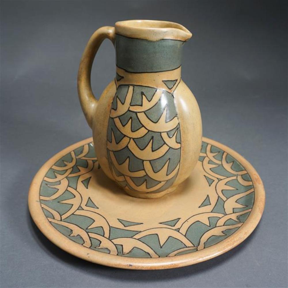 QUIMPER ODETTA POTTERY PITCHER AND PLATE