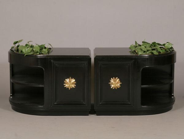 Hollywood regency curved black lacquer