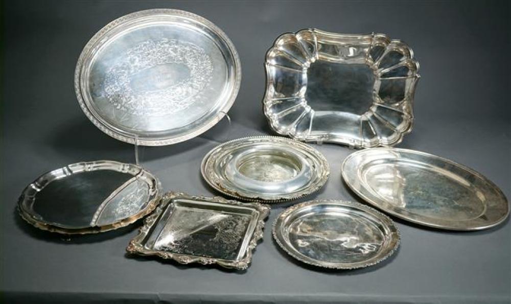 COLLECTION OF TEN SILVER PLATED SERVING