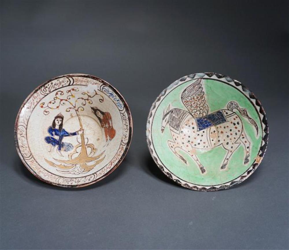 TWO MIDDLE EASTERN POLYCHROME DECORATED 322de5