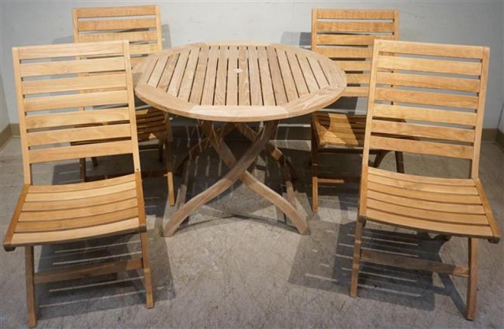 TEAK PATIO TABLE WITH FOUR FOLDING