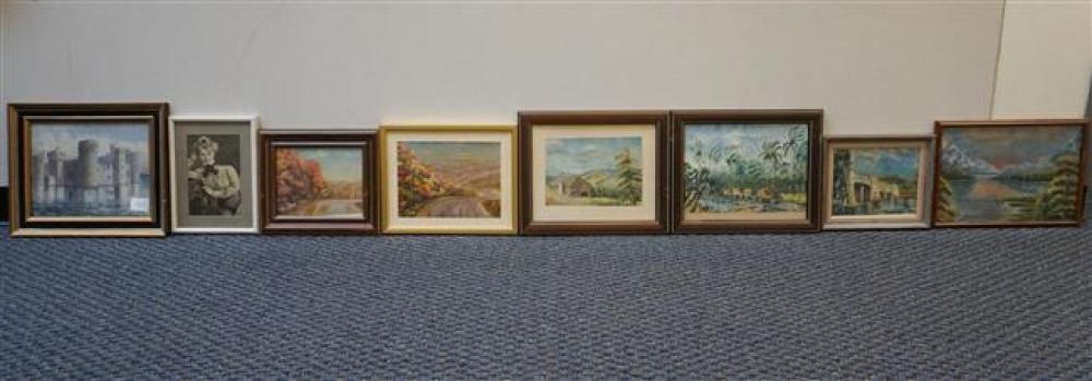 COLLECTION OF EIGHT ASSORTED WATERCOLORS,