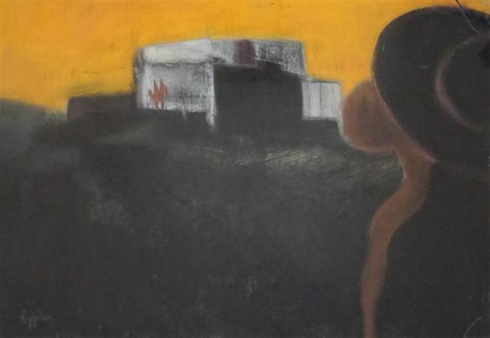 20TH CENTURY SCHOOL WOMAN IN LANDSCAPE  322ec9