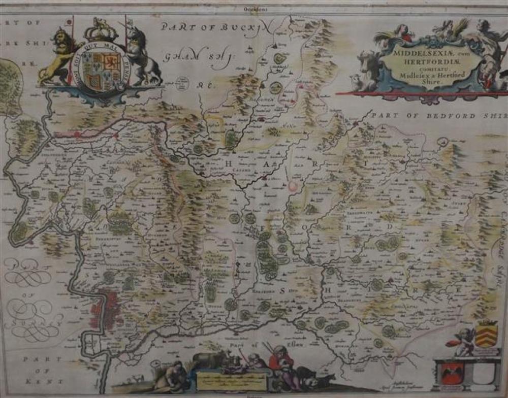 HAND COLORED MAP OF MIDDLESEX AND 322ecc