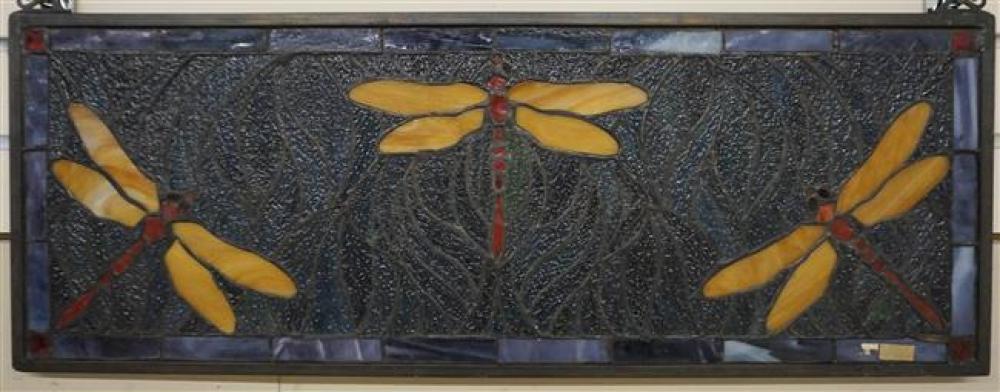 LEADED GLASS DRAGONFLY PANEL, 10-1/2