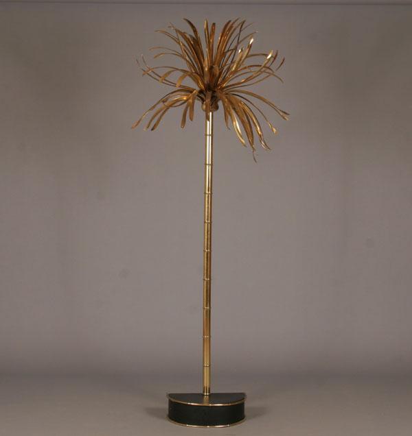 Tall brass plated palm tree lamp. 82H.