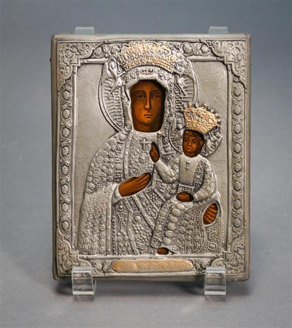 GREEK METAL MOUNTED ICON OF THE