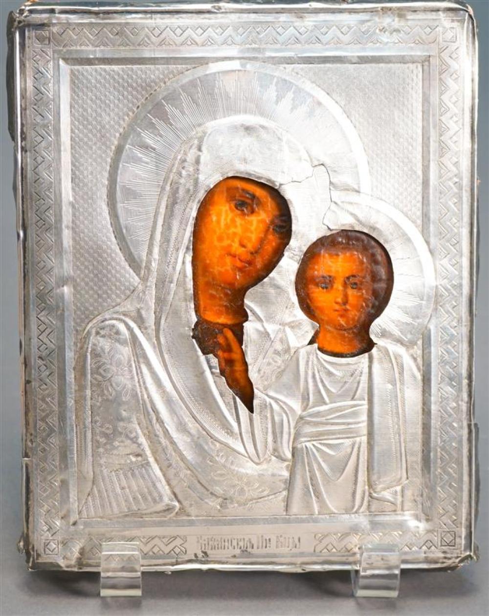 RUSSIAN SILVER ICON OF THE MOTHER