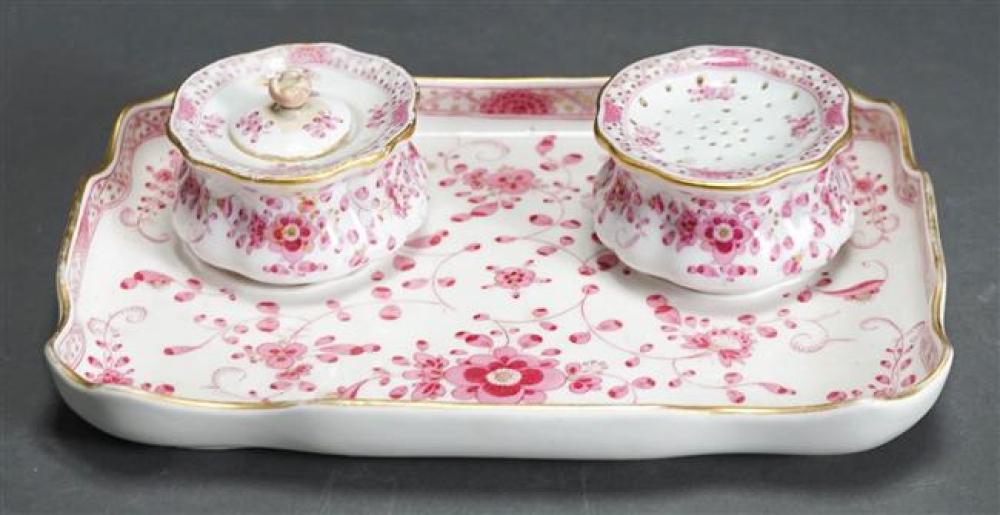 MEISSEN PINK PORCELAIN DOUBLE INKSTAND 322f83