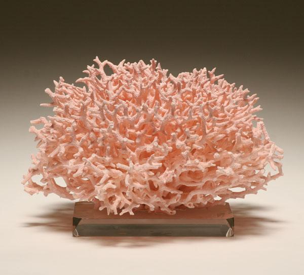 Large natural pink reef coral specimen