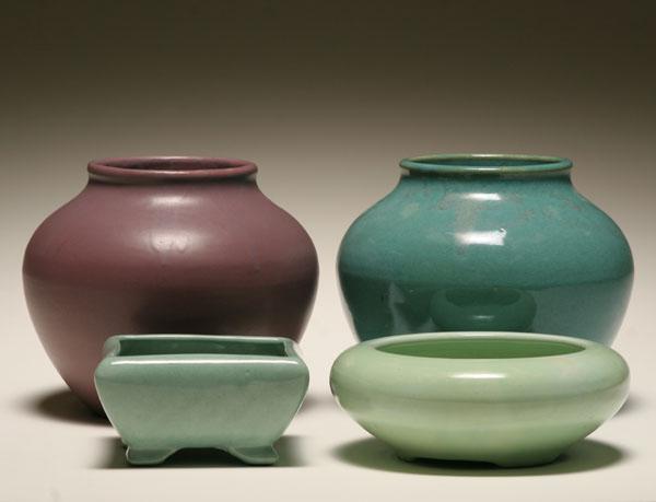 Four Zanesville art pottery vessels
