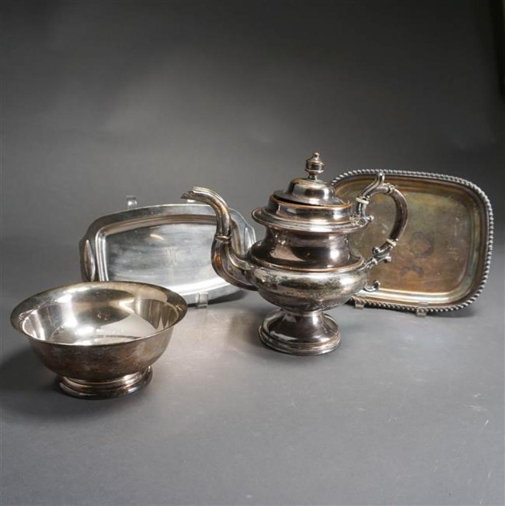 19TH CENTURY PLATED TEAPOT, TWO SILVER