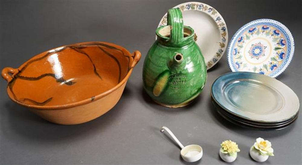 REDWARE BOWL AND GROUP WITH CERAMIC