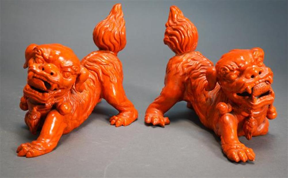 PAIR OF CHINESE ORANGE GLAZED PORCELAIN 323042