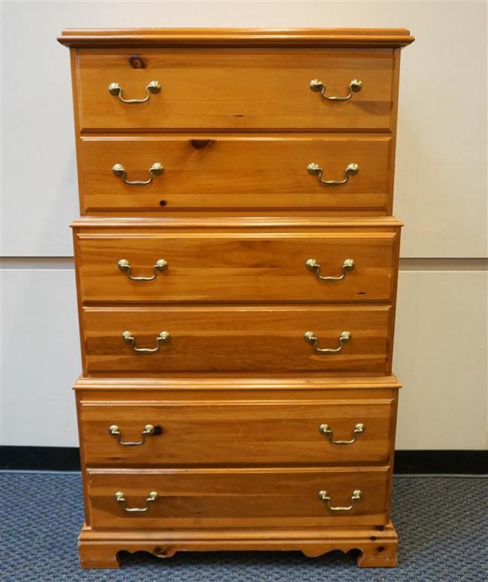 CHIPPENDALE STYLE PINE TALL CHEST OF