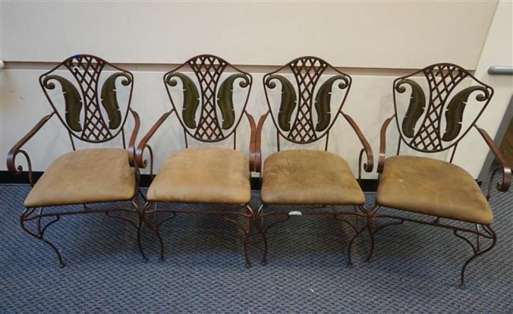 SET WITH FOUR PAINTED IRON ARMCHAIRSSet 323083