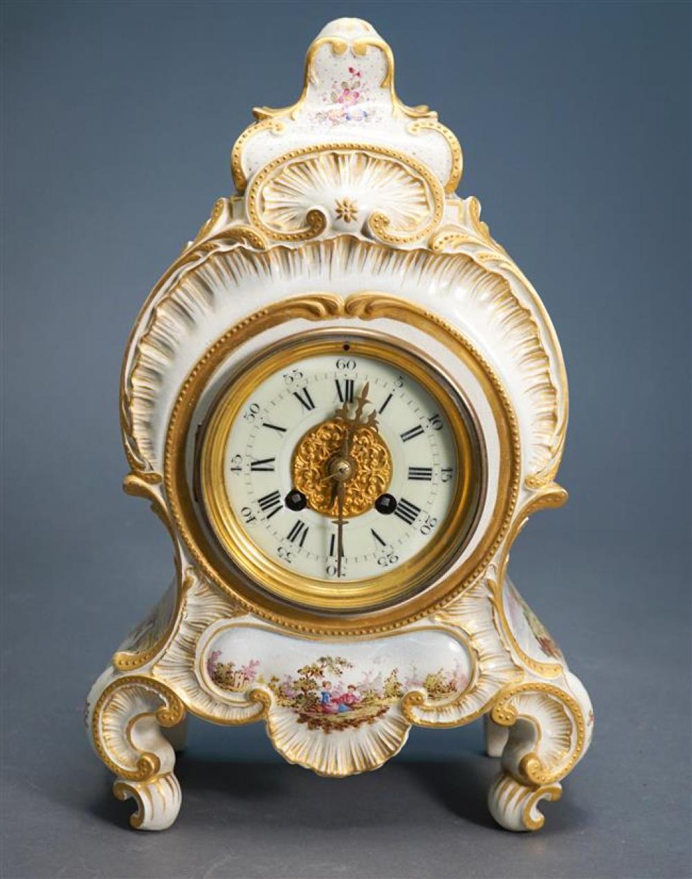 DECORATED CERAMIC MANTLE CLOCK,