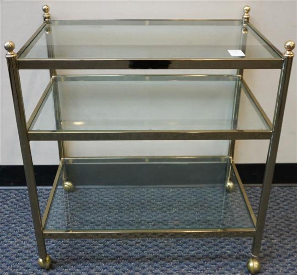 MODERN BRASS AND GLASS TEA CART  32309f