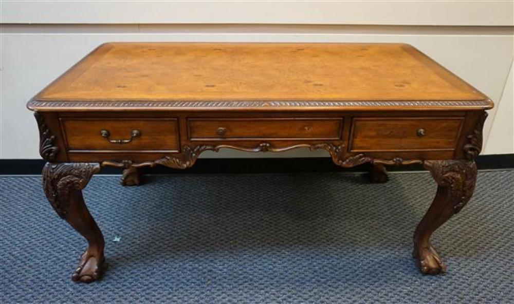 CHIPPENDALE STYLE BURLWOOD DESK,