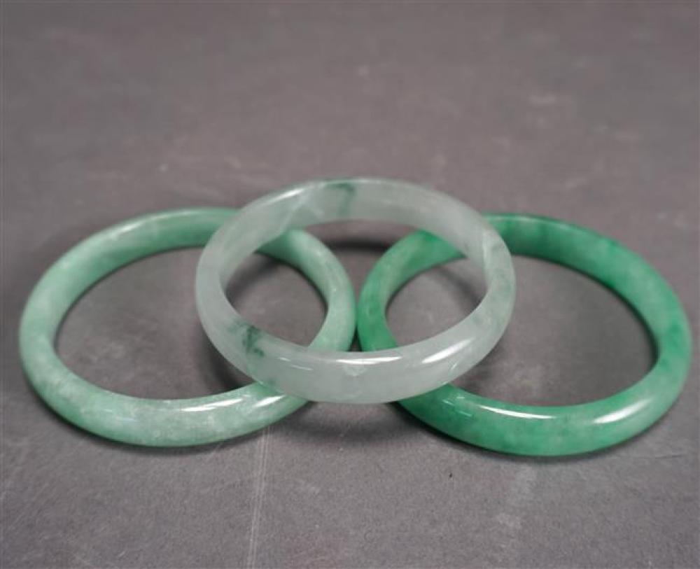 THREE CHINESE JADEITE BANGLES  3230c5