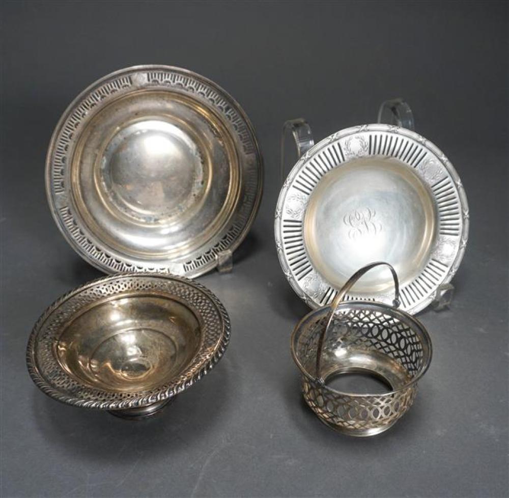 TWO STERLING RIMMED BOWLS BASKET 3230e5