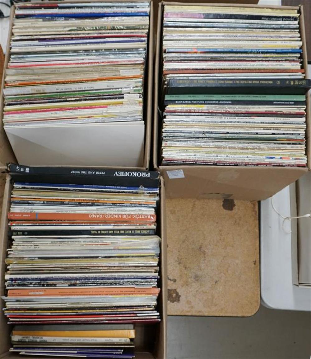 THREE BOXES WITH LONG PLAYING RECORDS
