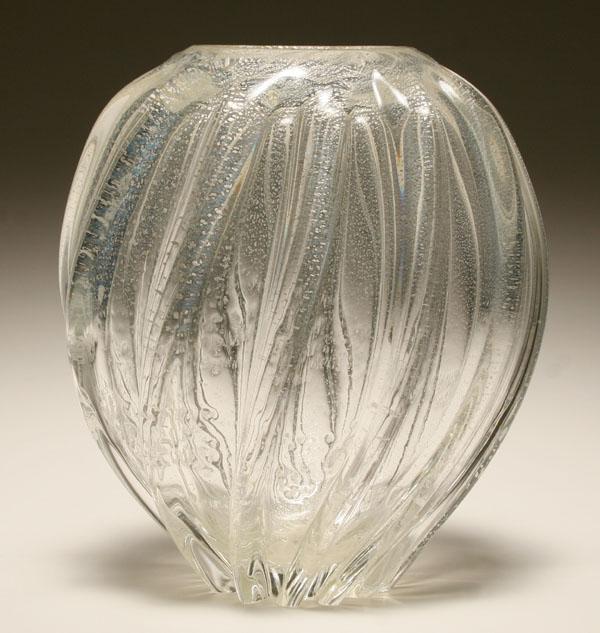 Murano clear art glass vase of