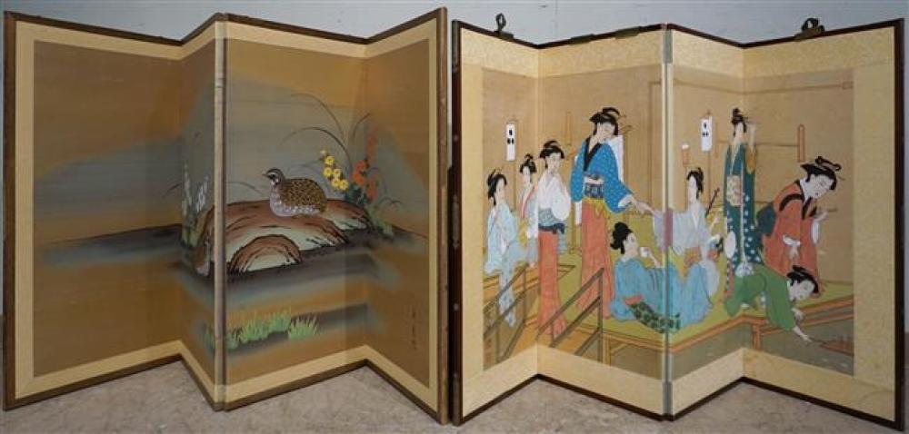 TWO JAPANESE FOUR-PANEL TABLE SCREENS,