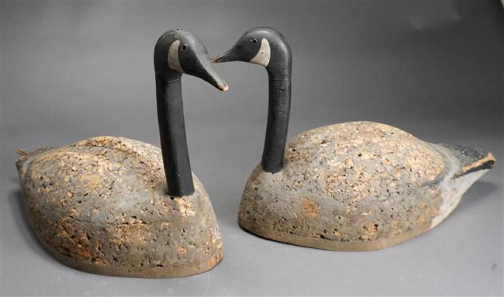 TWO VINTAGE CORK AND WOOD GOOSE