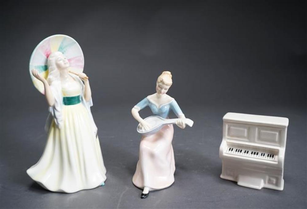 TWO ROYAL DOULTON FIGURES OF LADY PLAYING