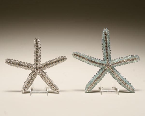 Two starfish decorated in vintage 50504