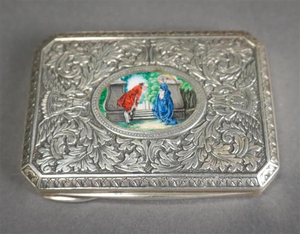 800-SILVER AND ENAMEL HINGED BOX800-Silver