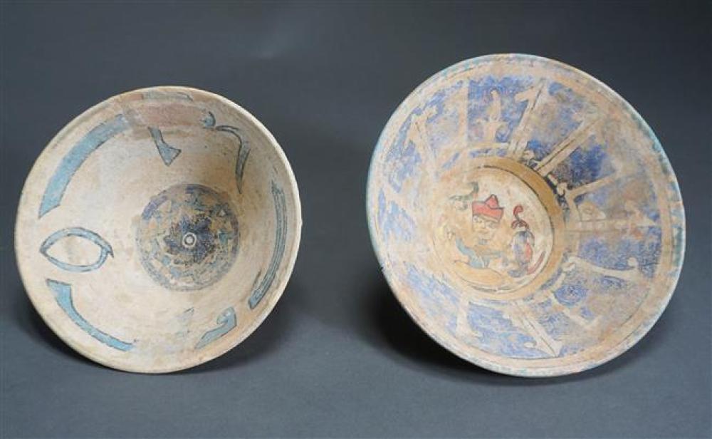 TWO MIDDLE EASTERN POTTERY BOWLS,