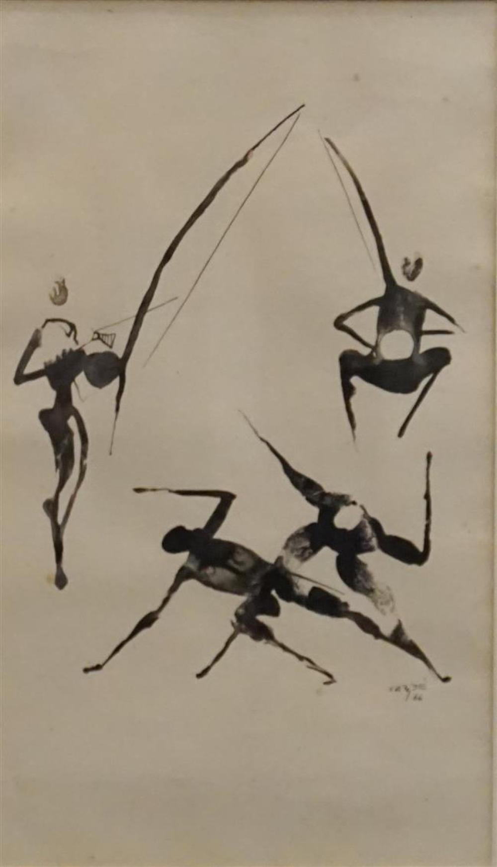 CAZZE (?), ACROBATS, INK AND WASH