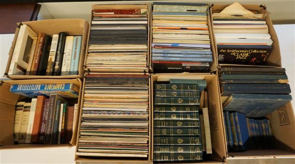 EIGHT BOXES OF BOOKS AND RECORDS