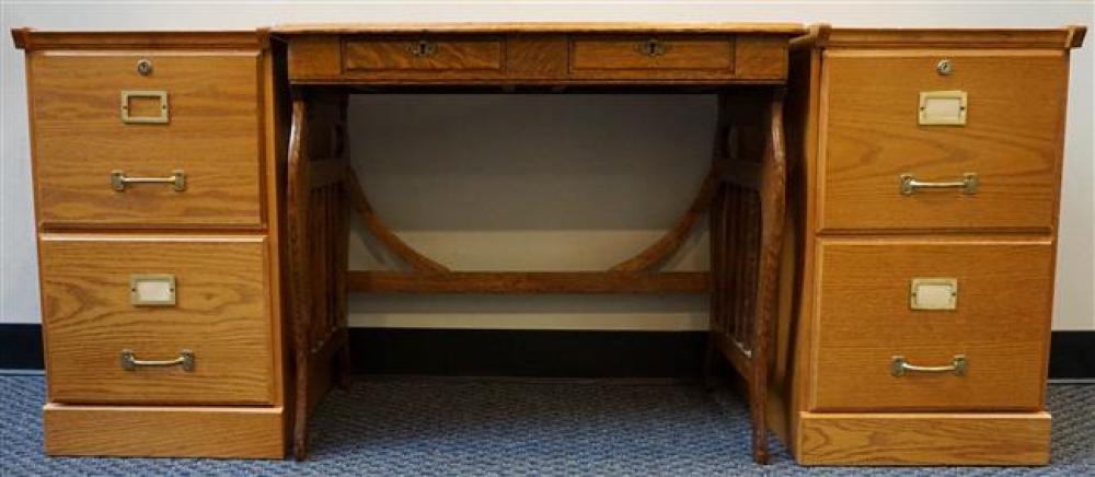 OAK YOUTH DESK AND A PAIR OF OAK