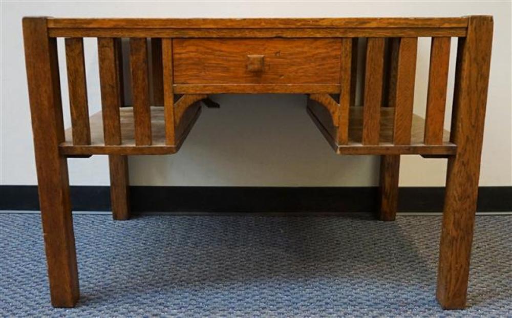 ARTS & CRAFTS STYLE OAK DESK, HEIGHT: