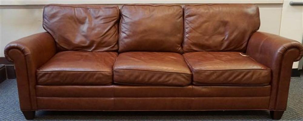 MODERN STICKLEY BROWN LEATHER UPHOLSTERED 323342