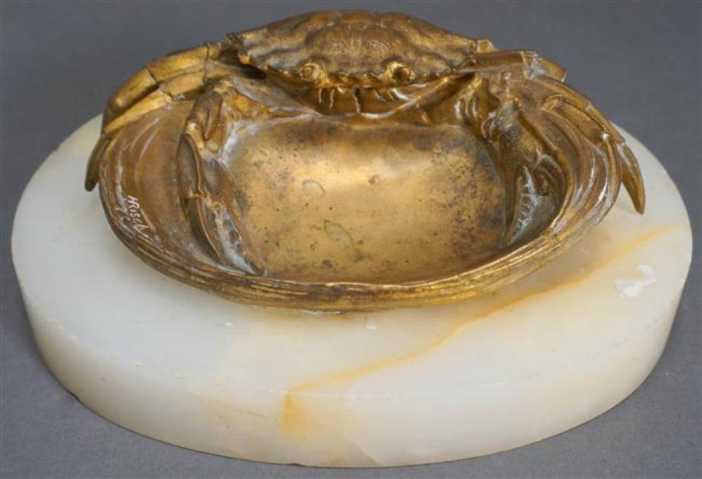 BRONZE CRAB-FORM INKWELL ON ONYX