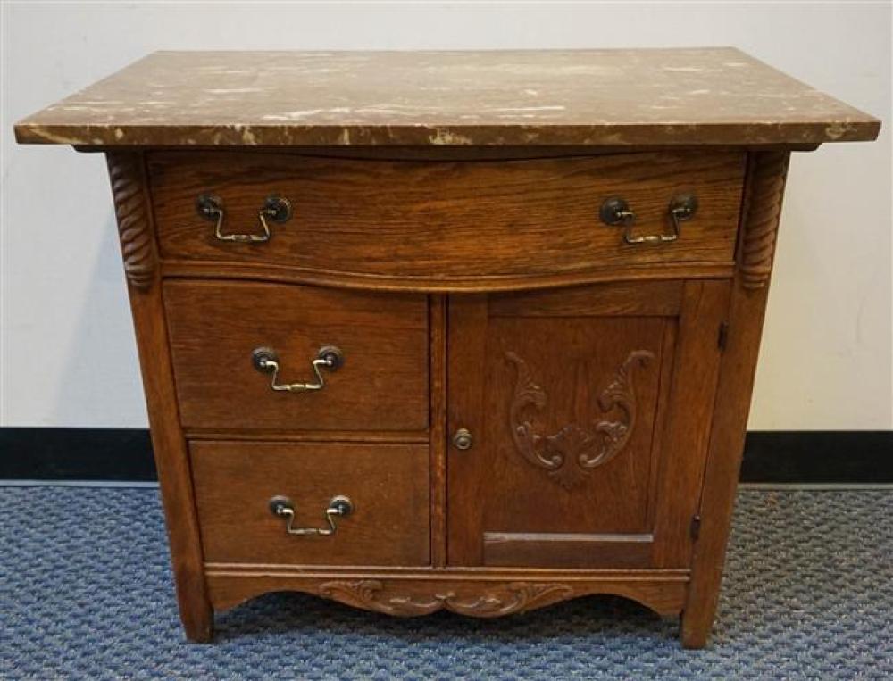 VICTORIAN OAK AND MARBLE TOP WASH