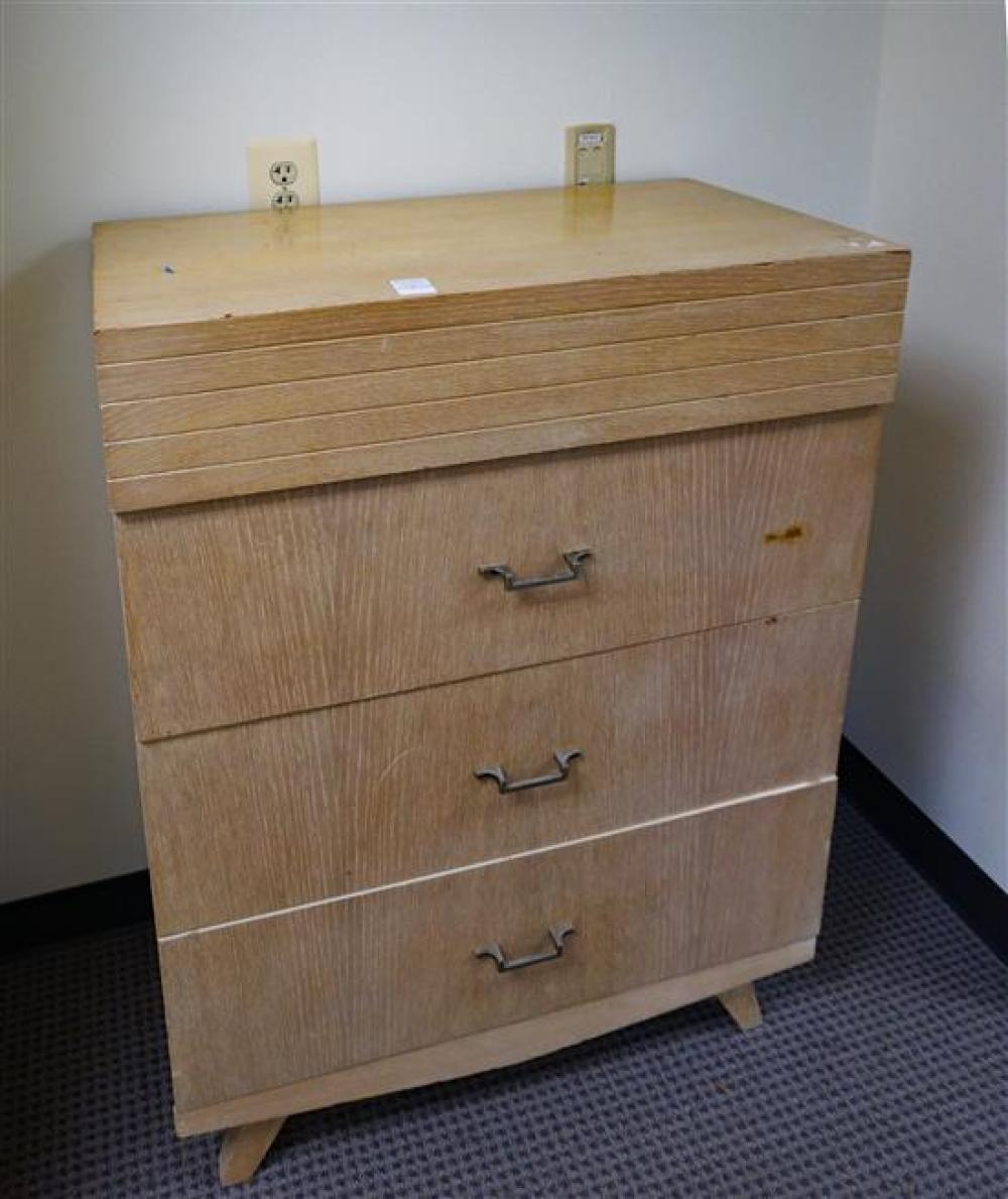 MODERN PICKLED OAK TALL CHEST,