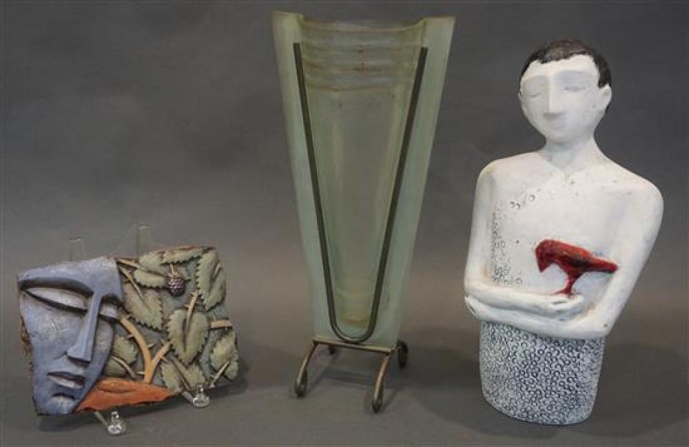 CERAMIC BUST, PLAQUE AND METAL